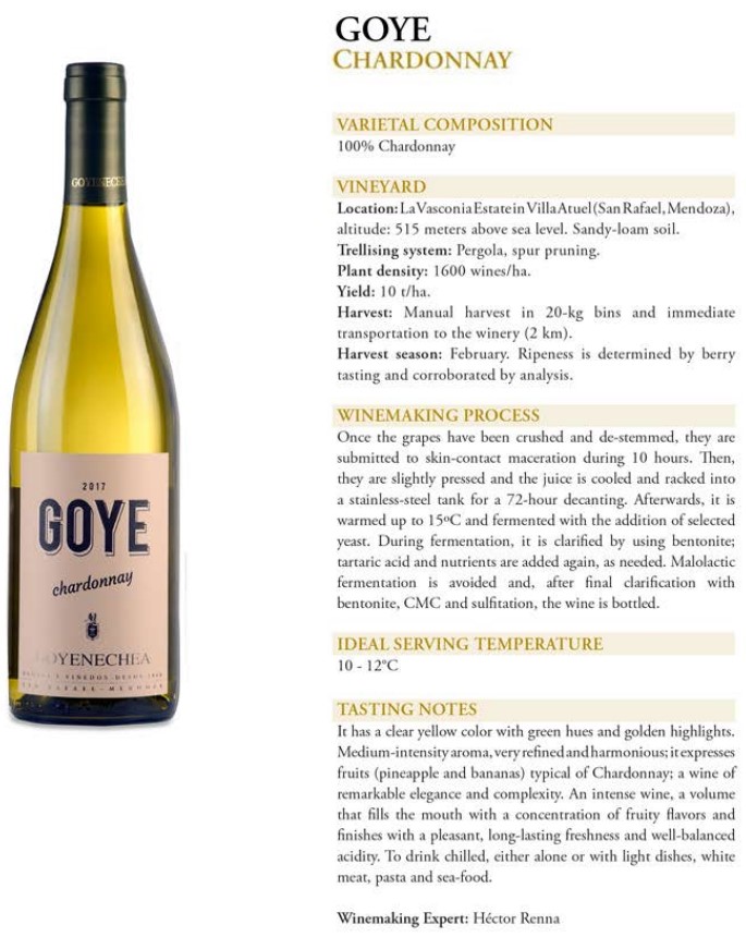Goye Chardonnay Data Sheet